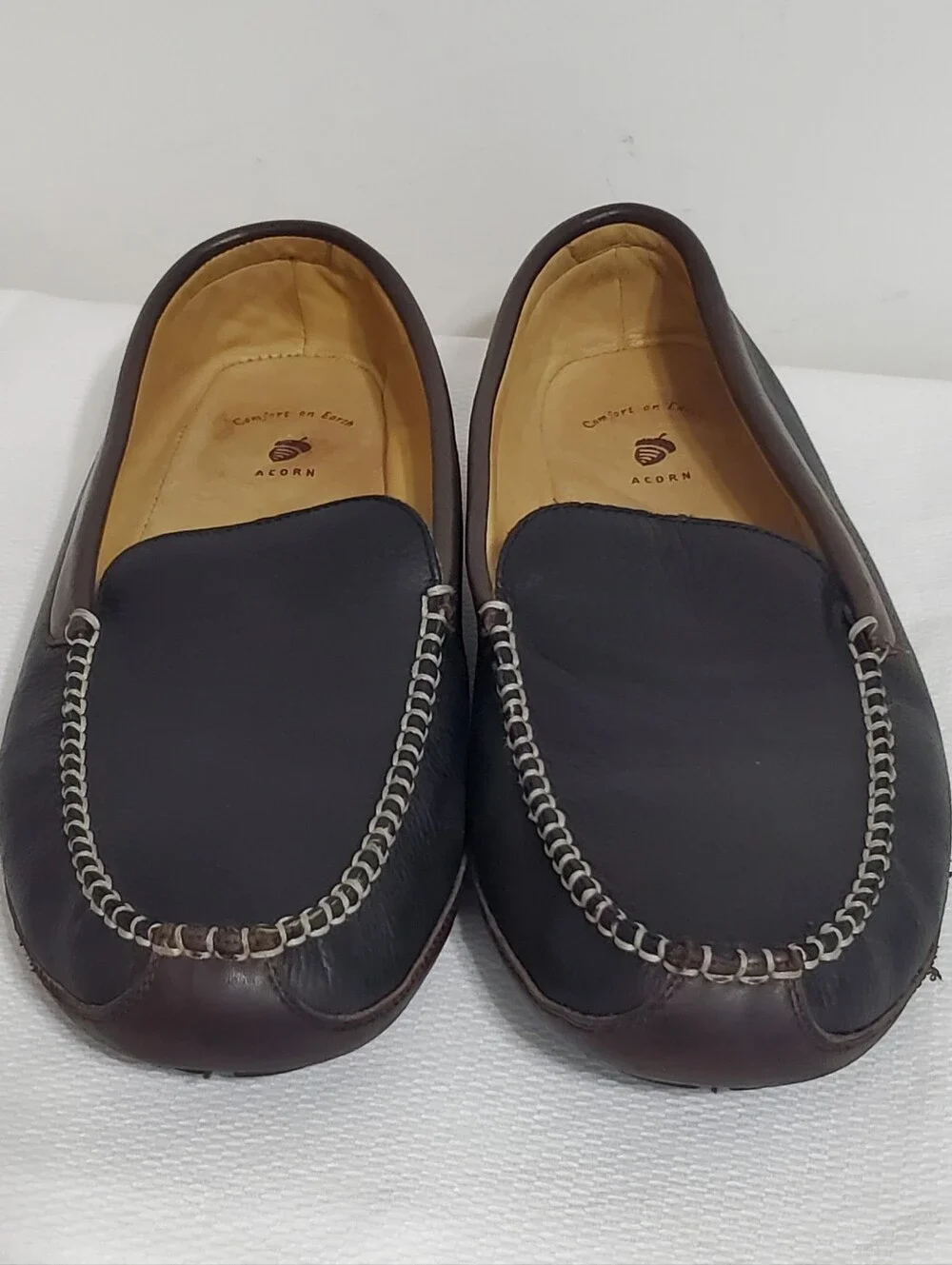 Acorn Pebbled Leather Driving Loafer Black Brown Size 13